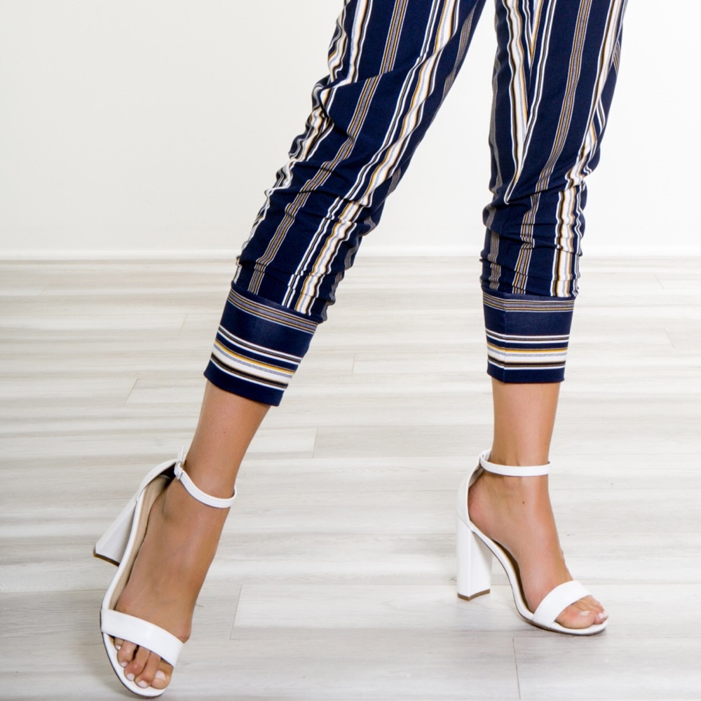 NWT Navy Stripes Joggers MADE IN USA - Picture 7 of 8